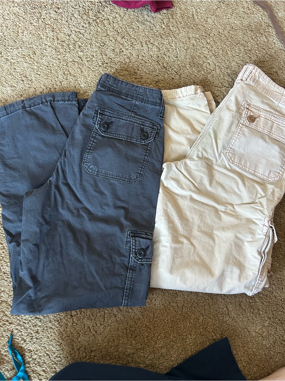 American Eagle Cargo Pants DUO- Size 6 Regular Gray & Beige Y2K Utility